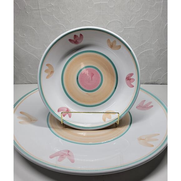 VTG Caleca Pasta Platter Spaghetti Bowl Set White Ceramic Hand Painted Italy - Picture 3 of 16